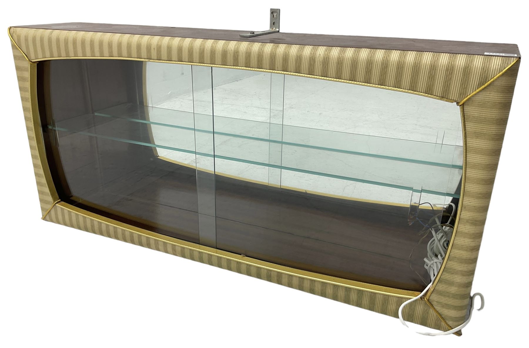 Mid20th century teak wall hanging display enclosed by two