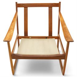  Peter Hvidt and Orla Molgaard-Nielsen for France & Sons - pair of Model FD-130 teak framed easy armchairs, with green upholstered loose cushions 