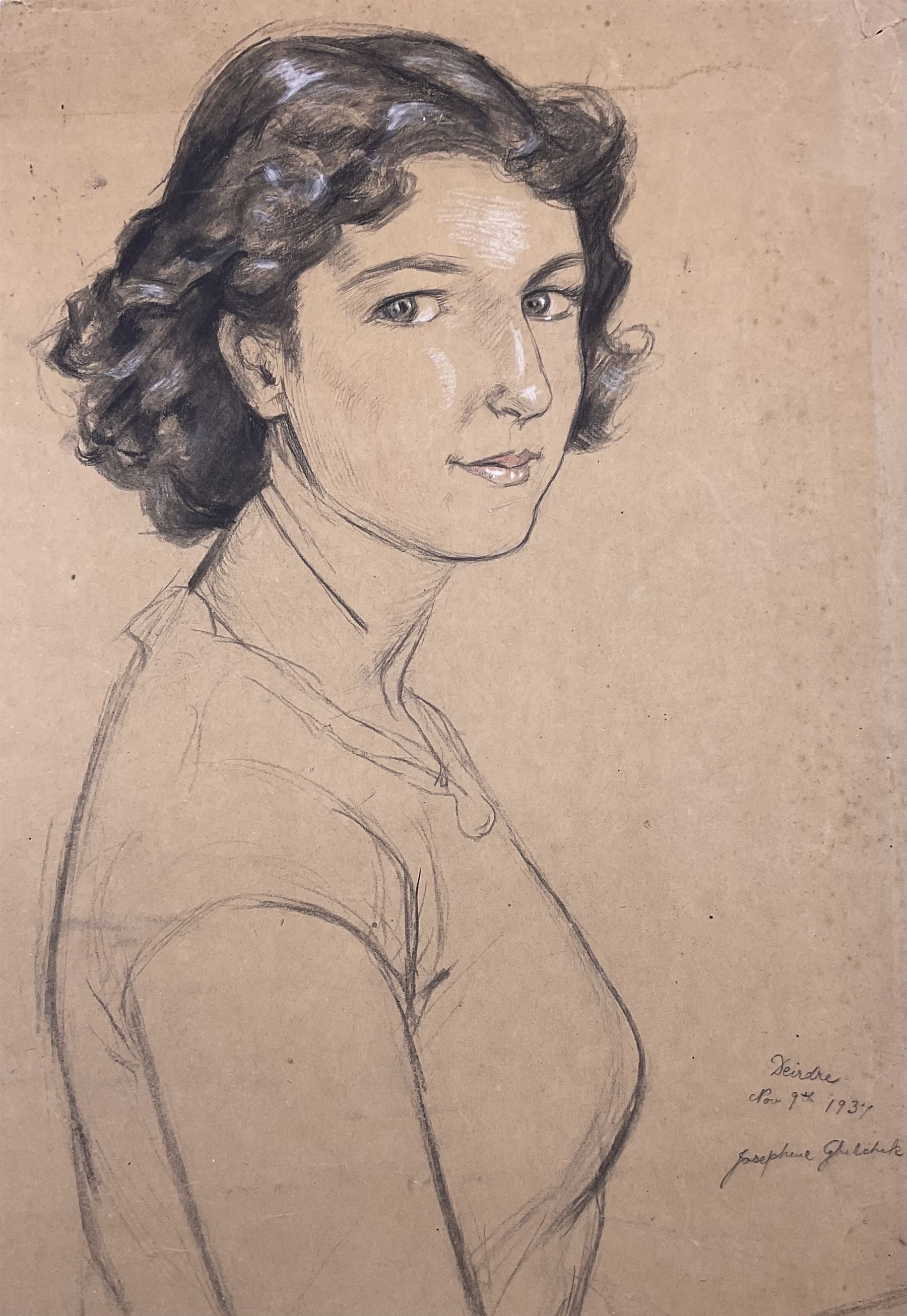 Josephine Ghilchik (British/Australian 1890-1981): 'Deirdre', pencil and chalk signed titled and dated 'Nov 9th 1937', 61cm x 42cm (unframed)