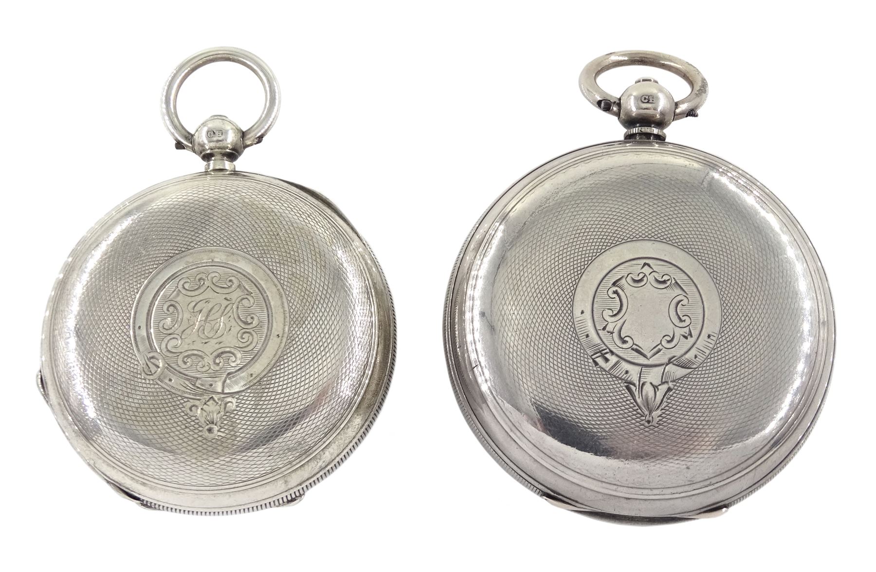 Victorian silver half hunter key wound lever pocket watch movement inscribed Mark Lever?, Manchester, No. 13772, case by Charles Cooke, Chester 1892 and an open face keyless lever pocket watch by H. Samuel, Manchester, No. 155622, case by Fattorini & Sons Ltd, Birmingham 1890
