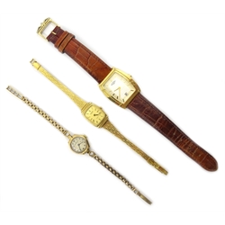  Crusader ladies 9ct gold bracelet wristwatch, Raymond Weil gold-plated wristwatch and a Rotary wristwatch  