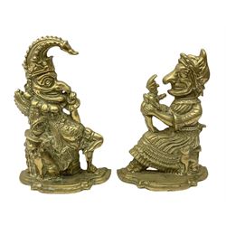Pair of brass door stops, modelled as Punch and Judy, tallest H29.5cm