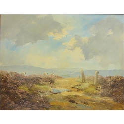  Moorland Sheep, oil on board signed by Lewis Creighton (British 1918-1996) 38cm x 50cm  