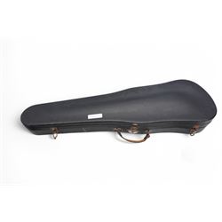 Violin with two piece back and scroll neck with bow in case