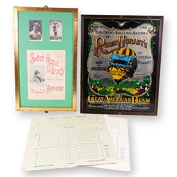 Sweet Rosie O'Grady theatre bill framed with two signed photographs of Miss Lil Hawthorne,...