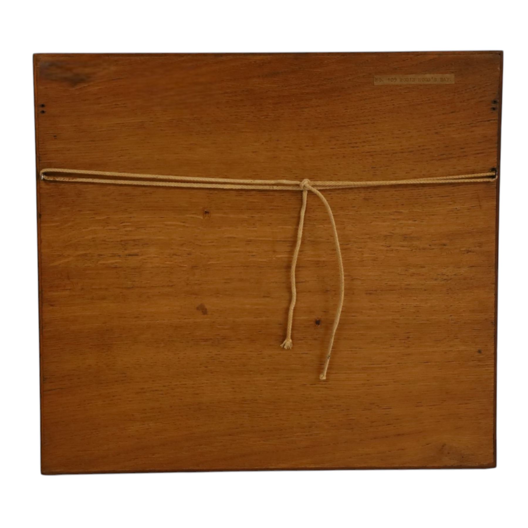 Spindler style marquetry panel of Robin Hood's Bay, H36cm, W39cm