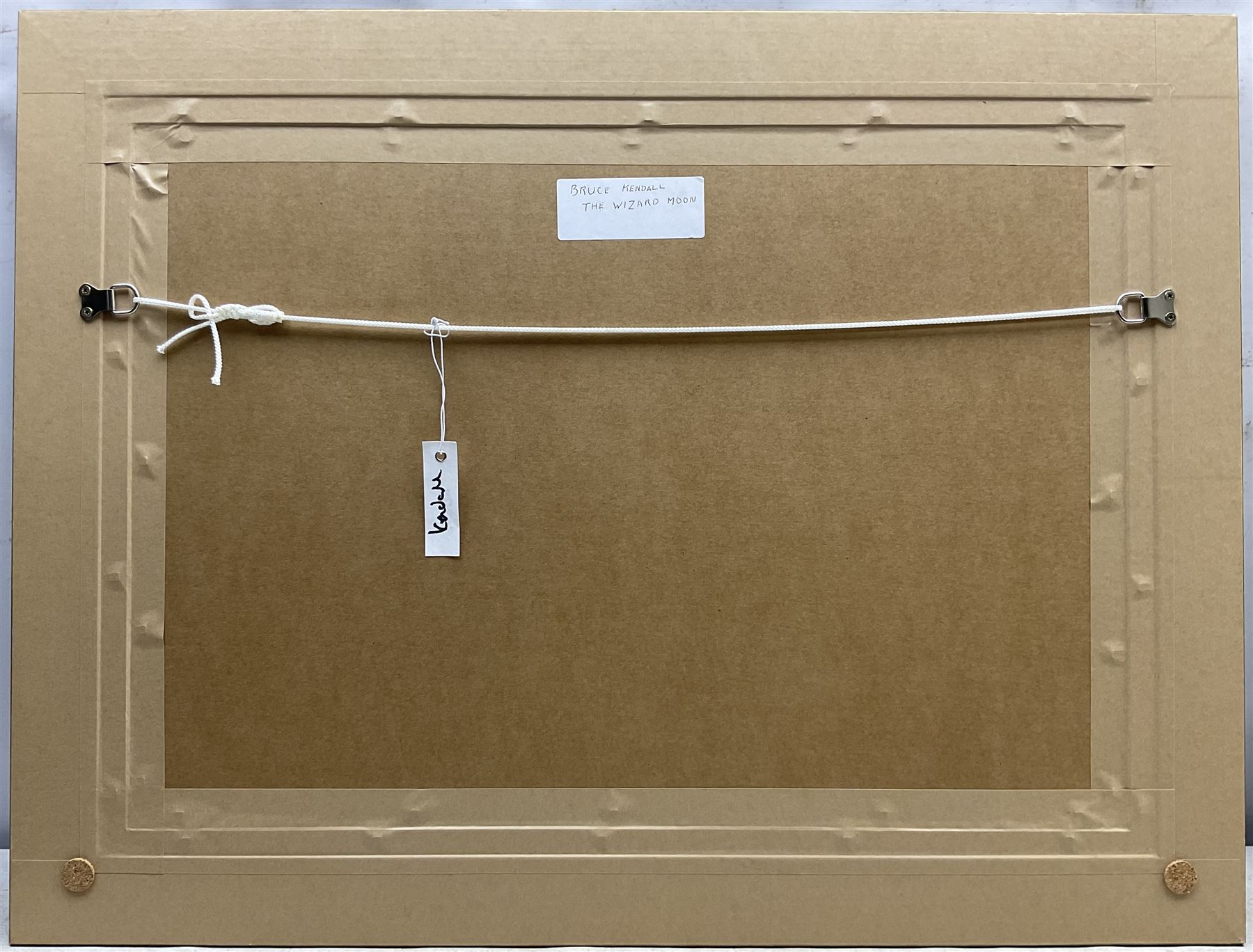 Bruce Kendall (British Contemporary): 'The Wizard Moon', oil on canvas board signed, titled verso 41cm x 59cm