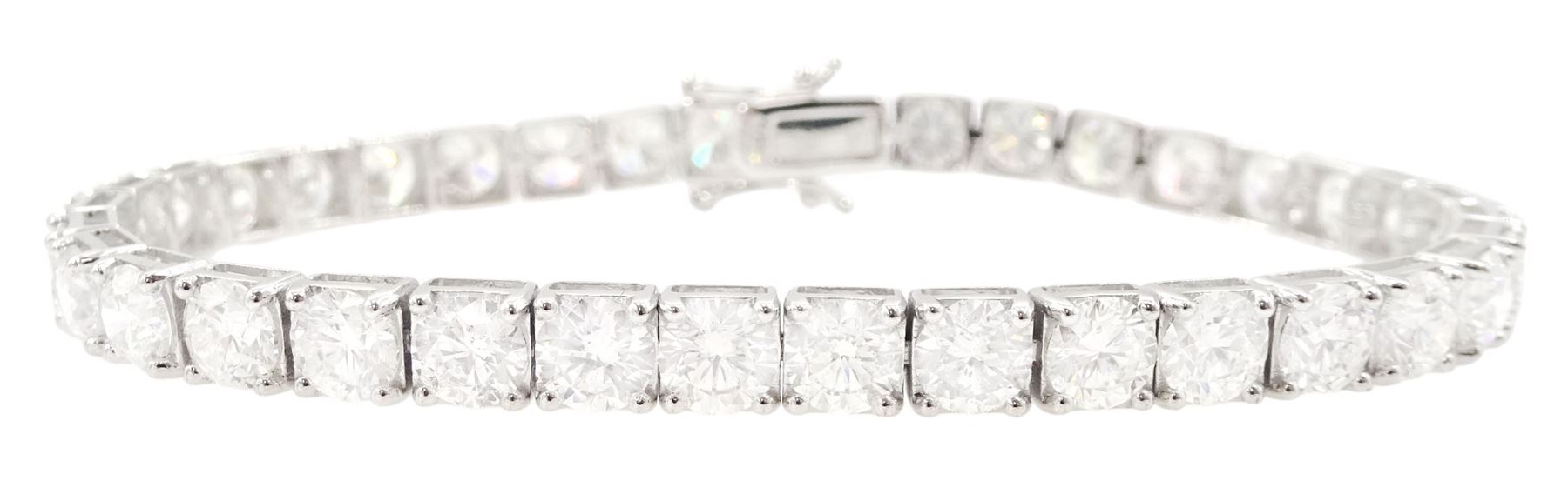 18ct white gold round brilliant cut diamond bracelet, stamped, total diamond weight approx 14.20 carat