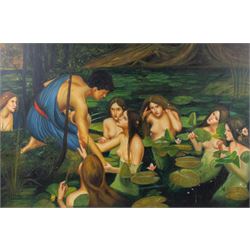 After John William Waterhouse (British 1849–1917): Hylas and the Nymphs, large oil on canvas unsigned 60cm x 90cm, in large gilt frame