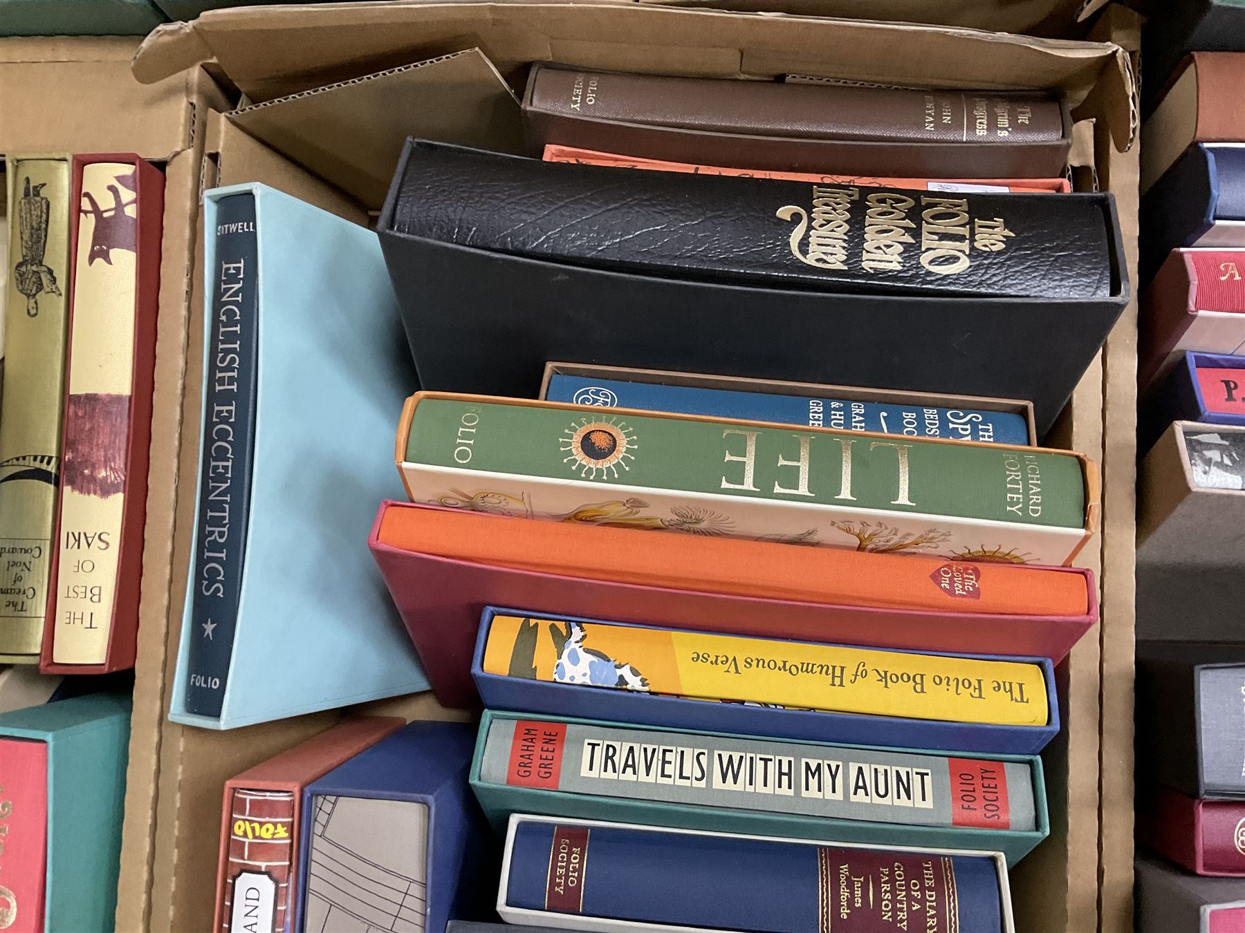 Large collection of Folio Society society books on various subjects, including Pepys Diary 1660-1669 in 3 volumes, Shakespeare eight volumes, Catherine the Great, Enigma etc, in six boxes 