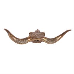 cast metal buffalo skull and horns, H54cm