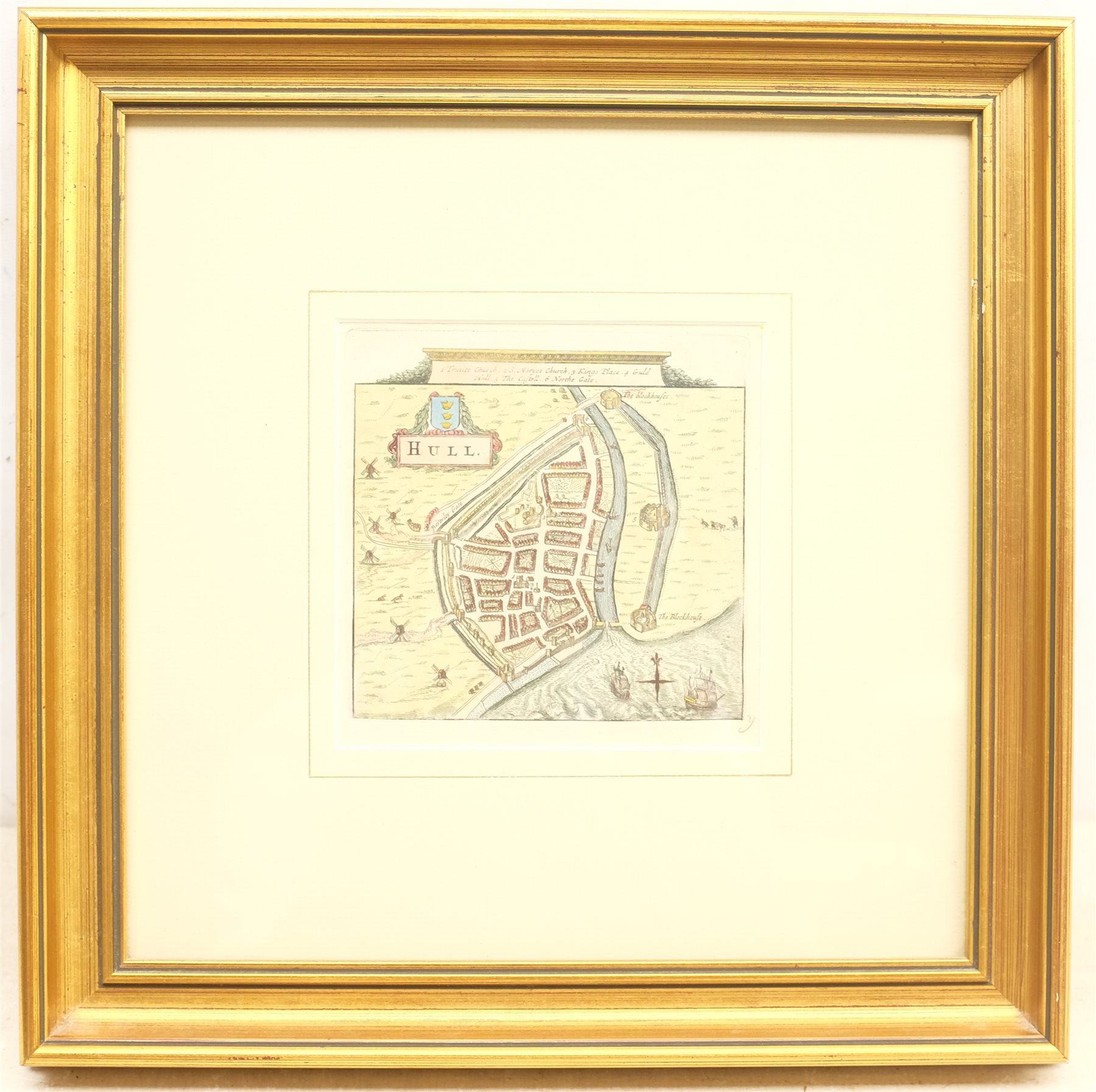 Pieter van der Aa (Dutch 1659-1733): Town Plan of Hull, hand coloured map c.1707, 14cm x 14cm