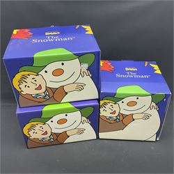 Coalport Characters The Snowman, comprising three snowglobes, Advent calendar, bookend and money box  