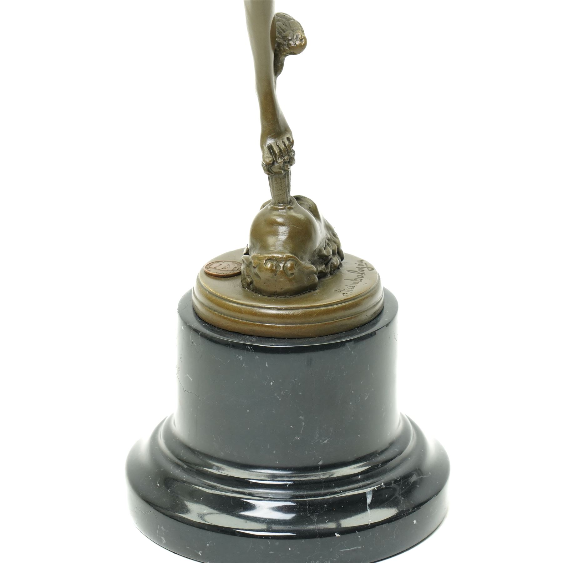 After Giambologna - Bronze figure of Mercury/Hermes with foundry mark on marble base H43cm