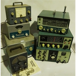  Heathkit communication equipment by Daystrom including HW-101 SSB Transceiver, Receiver HR-10B, Transmitter DX-40U, Mohican, RF Signal Generator, Audio Generator AG-9U etc (8)  