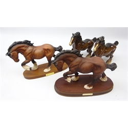  Two Beswick cantering Shire hoses, Beswick 'Spirit of Earth' model and another by Royal Doulton (4)  