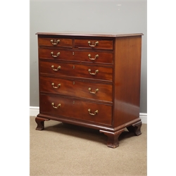  George III mahogany chest, two short and four long graduating drawers, on ogee bracket feet, W100cm, H105cm, D55cm  
