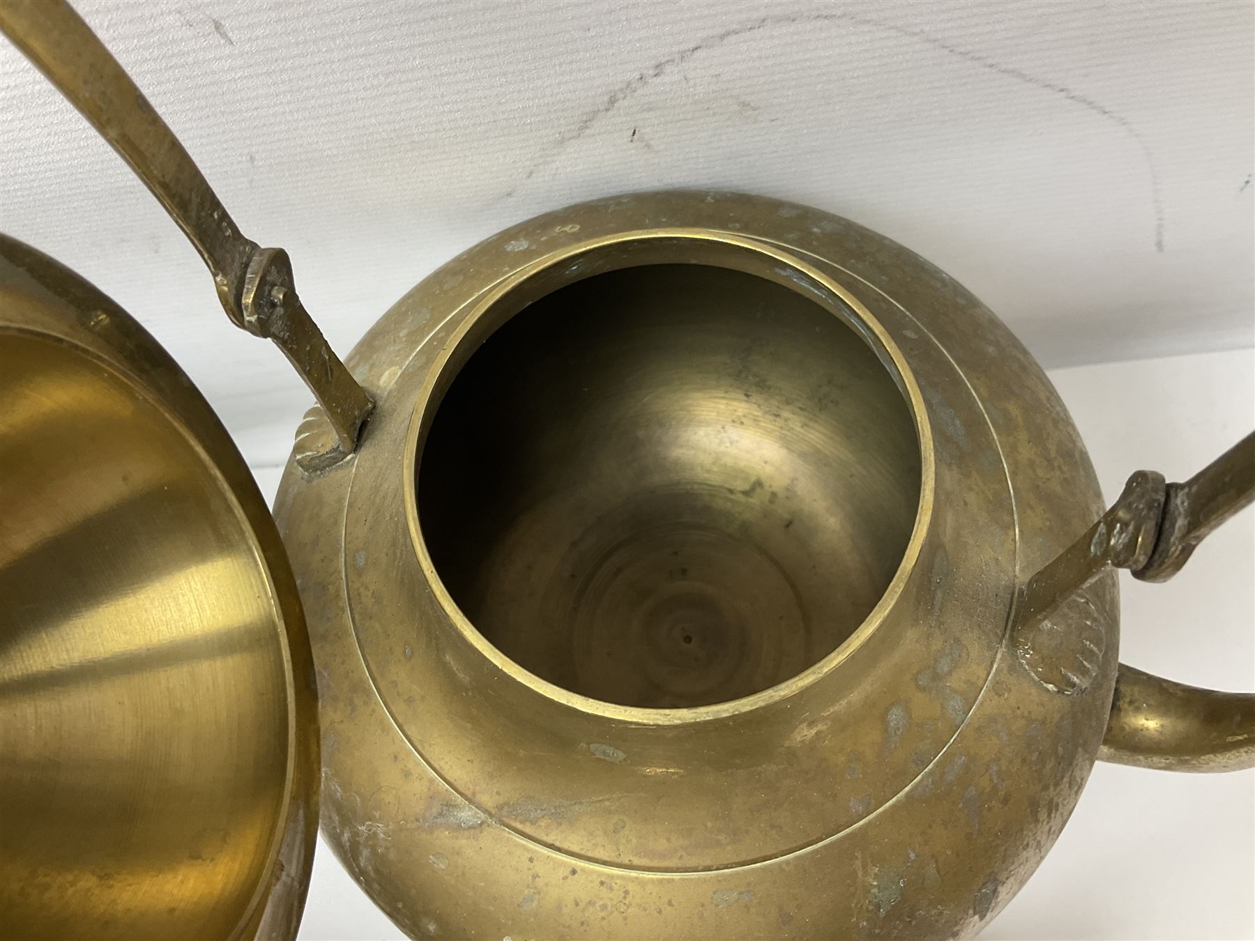 Collection of brassware, to include, kettles, jugs, owl figures etc