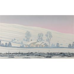 Chris Wade (British 1954-2008): 'Winter Evening - Bishopdale', mixed media signed, titled ...