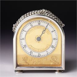 Chas Frodsham - Elizabeth II commemorative miniature carriage clock with platform lever es...