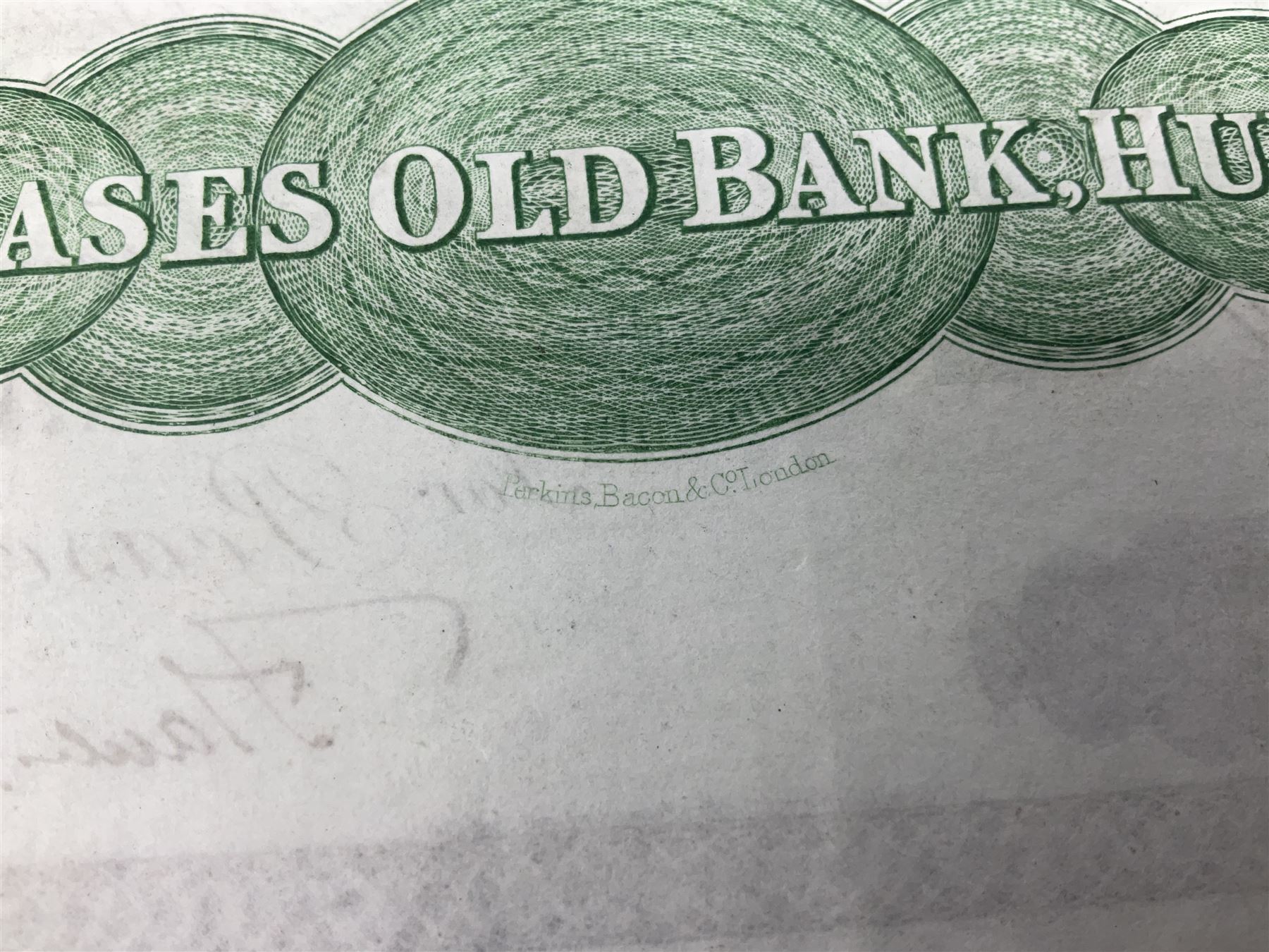 Pease's Old Bank Hull, five pounds banknote for Pease & Sons, numbered
