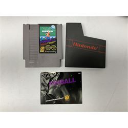 Nintendo Entertainment System (1985) console with two controllers, accessories and instruction booklet. NES Games ‘Duck Hunt’ with Nintendo Zapper gun, ‘Pinball’ and ‘Super Mario Bros.’, all with original sleeves and instruction booklets. NES game ‘Super Mario Bros. 2’ cartridge only