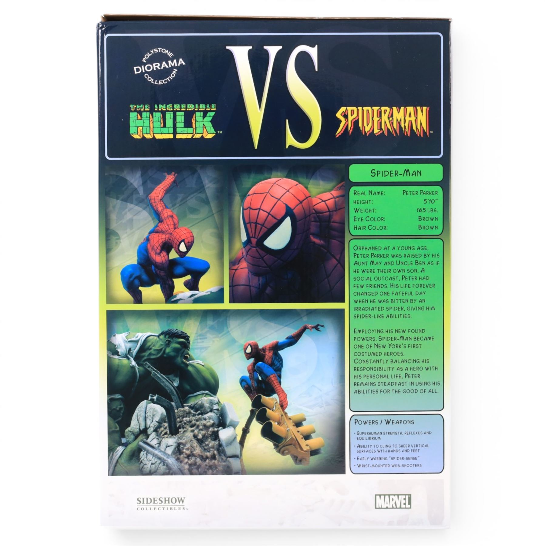 Sideshow Collectibles limited edition Hulk vs Spiderman Diorama, boxed