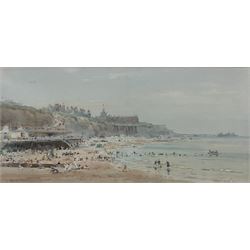 Frank Watson Wood (British 1862-1953): Summer on Bournemouth Seafront, watercolour signed and dated 1914, 16.5cm x 35cm 
Provenance: private collection, purchased Bonhams Oxford 30th June 2015 Lot 338