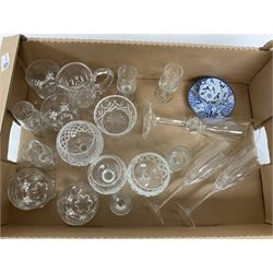 Collection of quality glass ware to include pair of Waterford champagne flutes, bowl and jug, Thomas Webb, large hand blown wine glass etc
