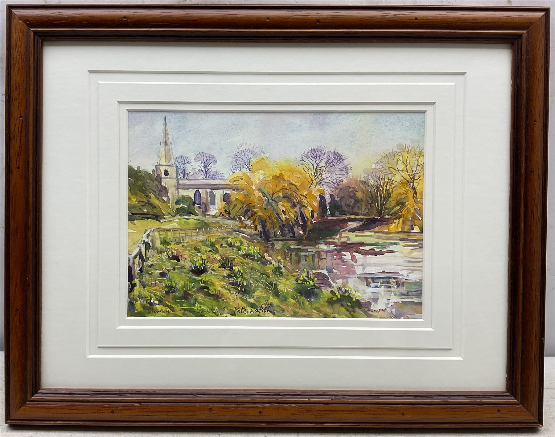 Peter Lapish (British 1937-): 'Church and Pond - Brompton-by-Sawdon', watercolour signed, titled verso 18cm x 25cm