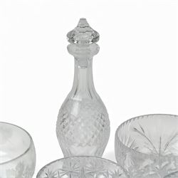 Waterford Crystal 'Colleen' pattern cut glass decanter, H34cm; together with other crystal wares including Stuart and Edinburgh examples, many unmarked