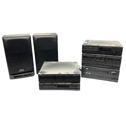 AIWA stacking stereo system including double tape deck and speakers