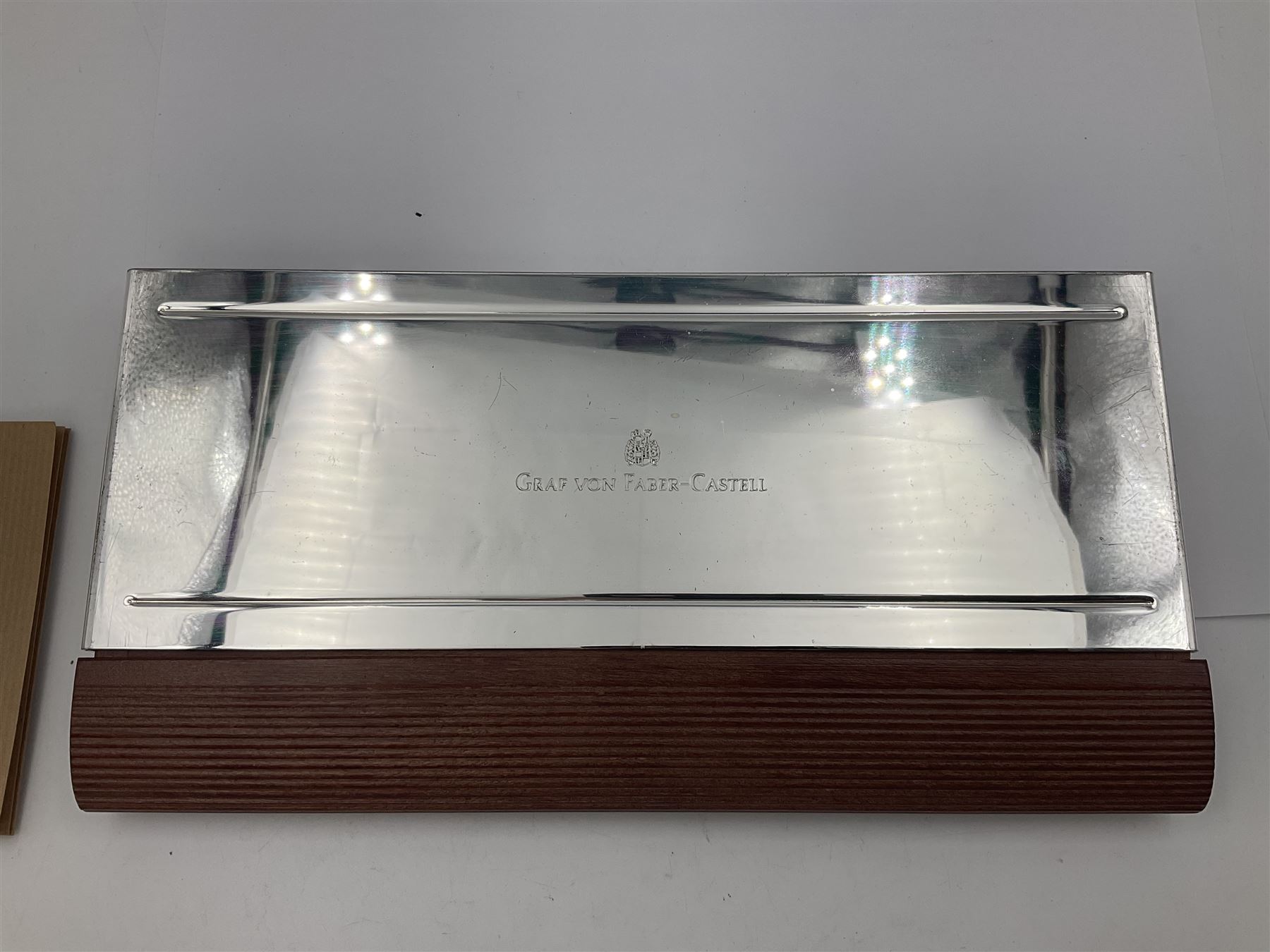 Graf Von Faber-Castell Pencil Cassette, housed in alder wood presentation box with mirrored hinged lid, containing platinum plated Perfect Pencil, sharpener, four erasers and four replacement pocket pencils with native alder handles hand-selected by Nuremberg woodcarvers, with certificate, cloth and original green box