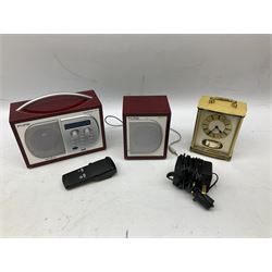 Pure Digital Evoke-1XT DAB digital radio and additional speaker, together with Quartz mantel clock