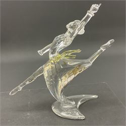 Three Swarovski figures, comprising flamenco dancer, female dancer with certificate and ballerina, tallest H21cm  