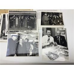 WW2 submarine interest - archive of ephemera and photographs relating to submariner Petty Officer (later Lieutenant) Thomas William Gould V.C. of HMSub Thrasher; predominantly post-war with later copies of contemporary photographs and documents including Certificate of Service in slip-case, War Patrol Reports, First Day Covers, press cuttings, 'For Valour' film script, business cards etc.
Auctioneer's Note: An extract from Gould's VC award citation reads 