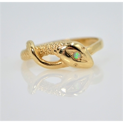 Gold snake ring with opal hallmarked 9ct