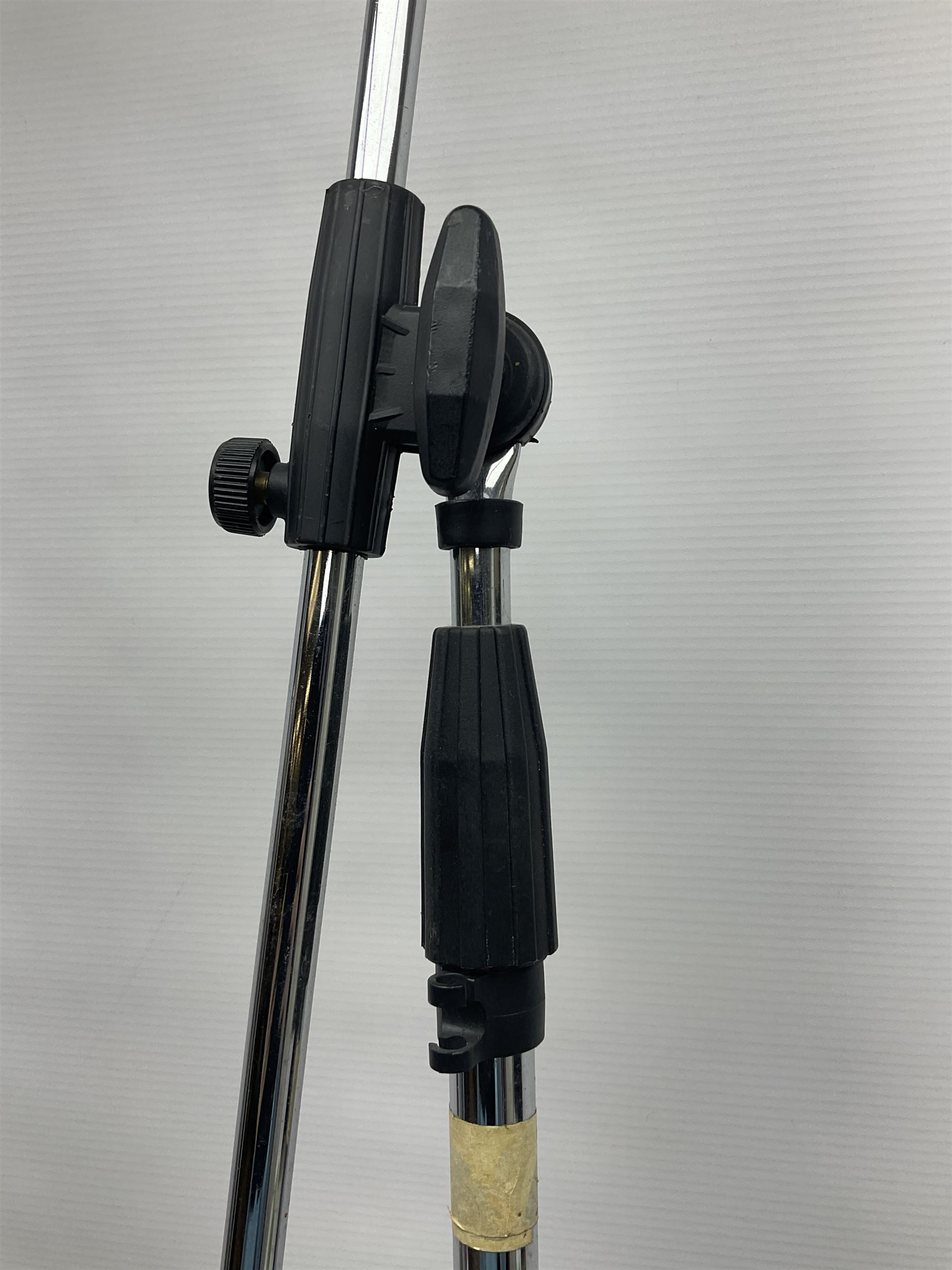 Shure SM58 Dynamic microphone; in original bag with paperwork; Shure Prologue 10H-LC Dynamic microphone; boxed; each with cable and tubular chrome adjustable stand (4)