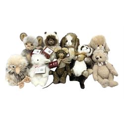 Nine Charlie Bears, comprising three limited edition examples, Fauna SJ6017, designed by Isabelle Lee, 105/240, Little Miss Muffet CB205252O, 648/1000, and Romano CB202020, 405/600, plus Roulade CB202047, Clawdia CB171796, Annabelle CB171782, and Seek CB161691, each designed by Isabelle Lee, and Scrambles CB185194, and Baabahrah CB205251O, all with tags 