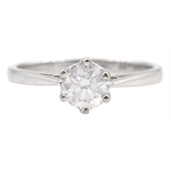 18ct white gold single stone round brilliant cut diamond ring, hallmarked, diamond 0.50 carat