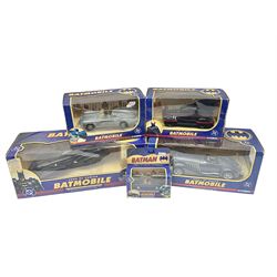  Five Corgi Batmobile die-cast vehicles from the DC Comics collection, to include 1940’s DC Comics BMBV2 1:18 and BMBV1 1:24 scale Batmobiles, all in original boxes 