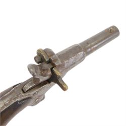 19th century percussion pistol with octagonal barrel, together with muff/ starter pistol 