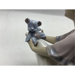 Six Lladro figures, comprising Naughty Dog no 4982, Best Friend 7620 and My Buddy no 7609, Kitty Confrontation no 1442, It Wasn't Me no 7672 and Rabbit Eating no 4772, three with original boxes, largest example H22cm