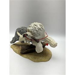 Border Fine Arts model, Big Dog Little Dog, Old English Sheep Dog & Pekingese, A4674, H17.5cm. 