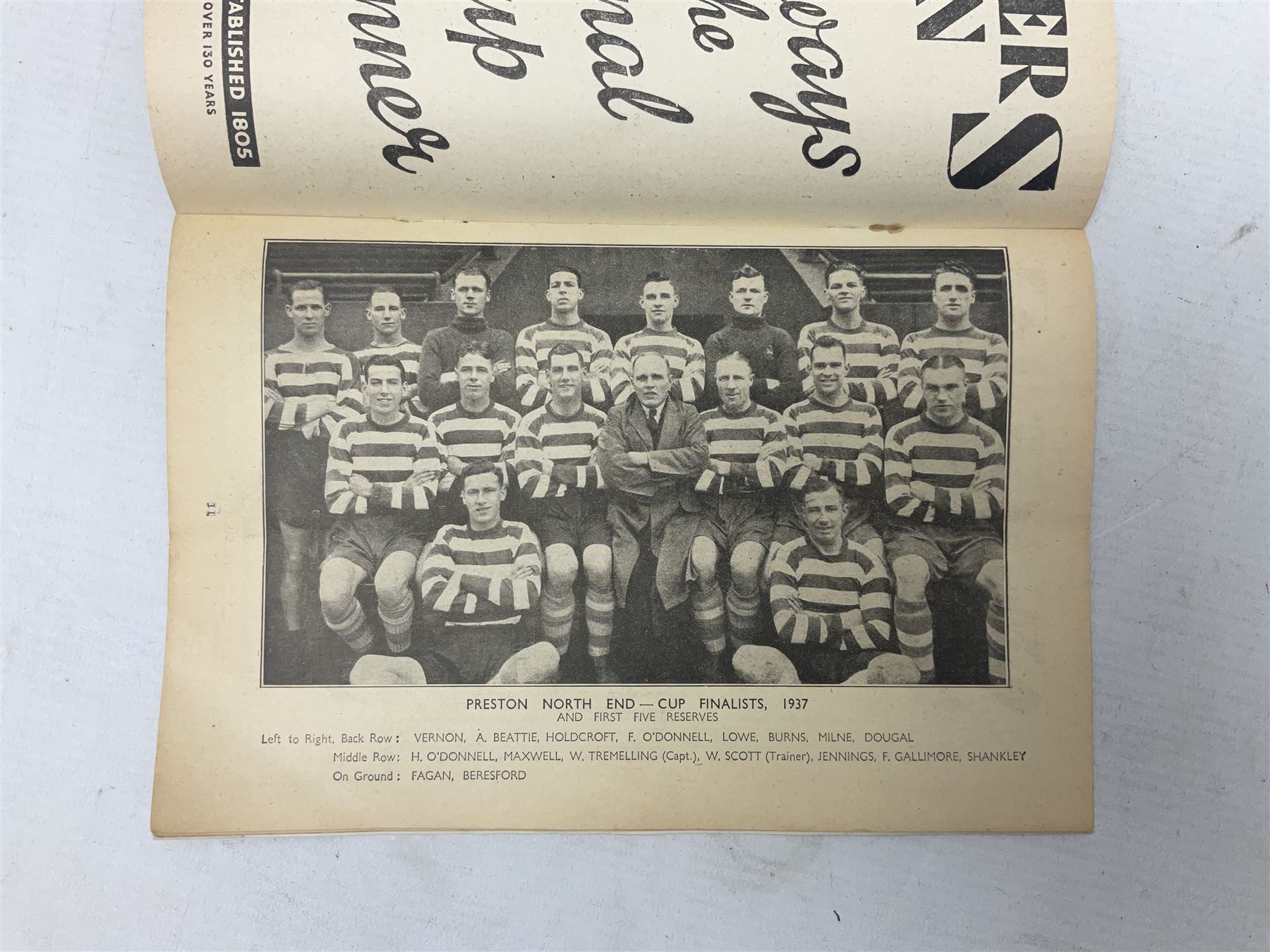 1937 FA Cup Final programme Preston North End v Sunderland, played 1st May 1937 at Wembley during the Coronation year of George VI; ink signature to front cover F. O'Donnell the name of Preston North End's centre forward