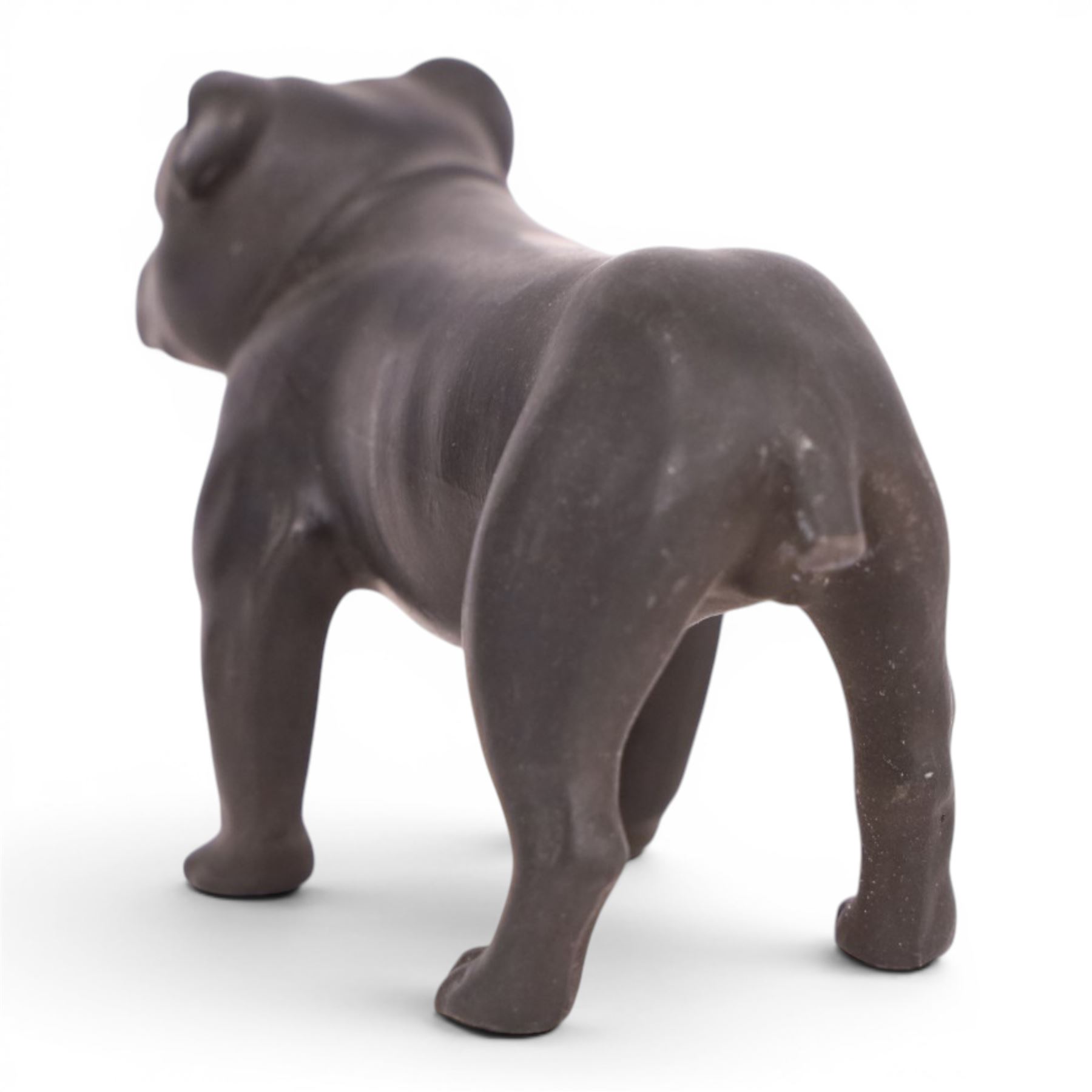 Wedgwood Black Basalt Bulldog, designed by Ernest Light, with impressed mark beneath, H7cm