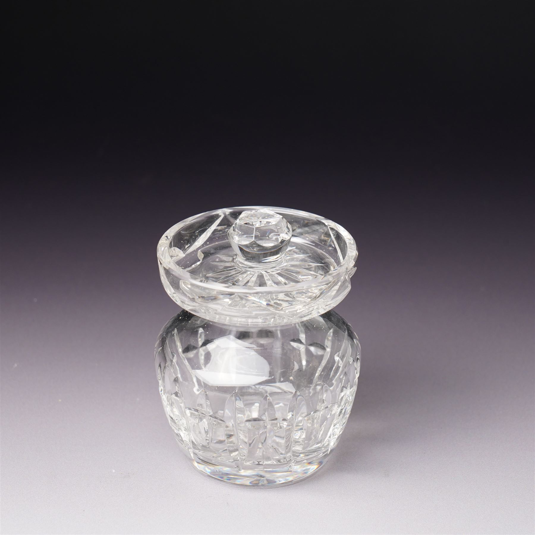 Waterford Crystal 'Pompeii' vase, boxed, H15cm, a Waterford 'Archive' vase, boxed, H18cm, and a collection of other Waterford items, including an ashtray, cake slice, and covered pot (5)