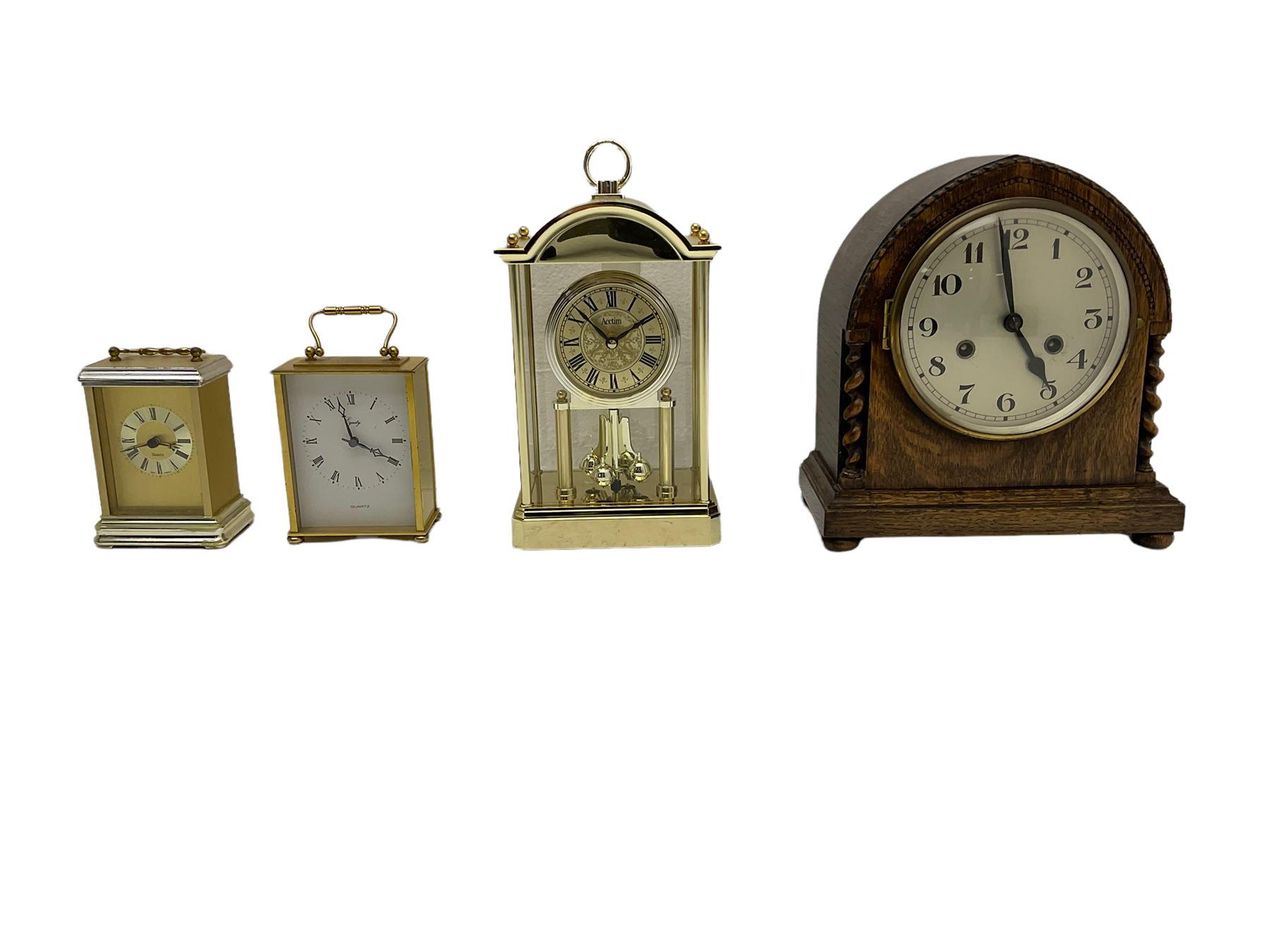 Three quartz mantle clocks and one 1930s mantle clock Collectors
