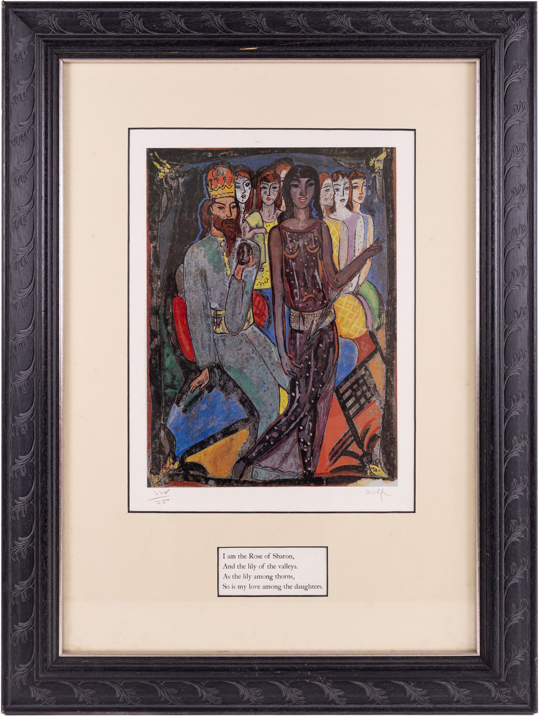 Edward Harris Wolfe (South African 1897-1982): 'Song of Songs', set of twelve limited edition lithographs on silvered paper each signed and numbered 228/250 in pencil, 36cm x 26cm, in matching frames (12)