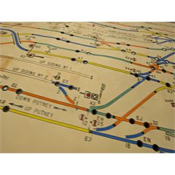 Collection of railway signal maps and similar, including a Wimbledon example, approx 350cm long, together with a collection of book pages depicting images of locomotives